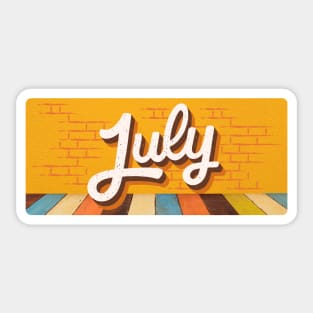 July Month Retro Text Sticker